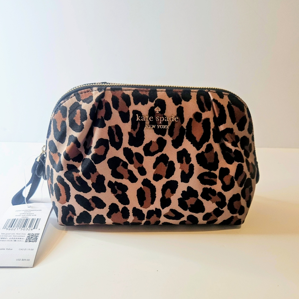 NWT Kate Spade Leopard Print Cosmetic Bag